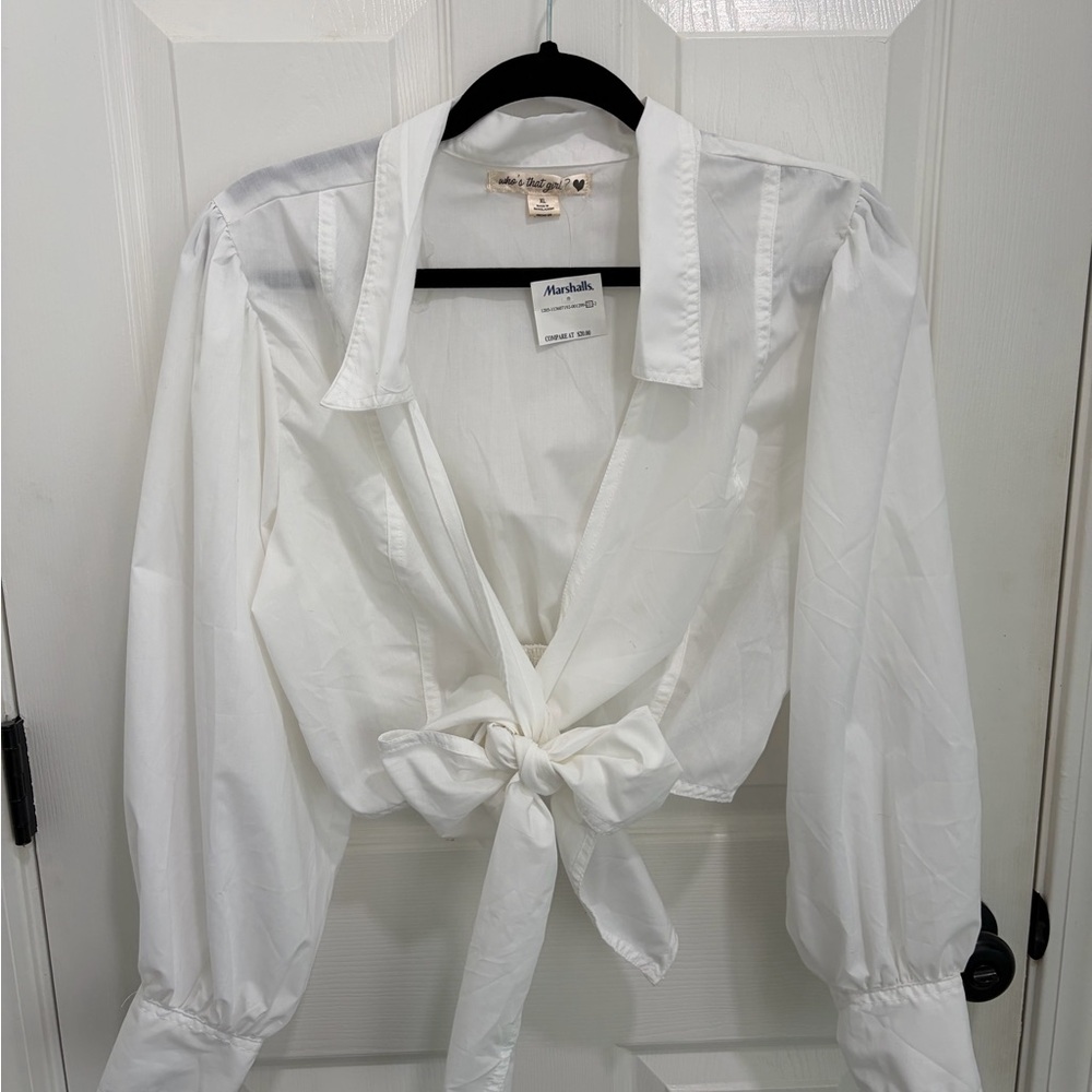 White Tie-Front Blouse/cardigan.